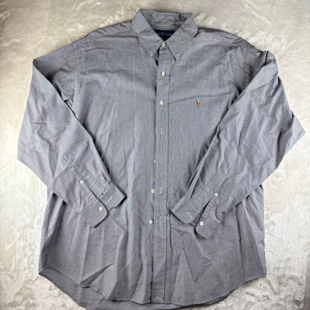 Ralph Lauren Blake Button Down Shirt Men's XL Gray Long Sleeve Casual Office